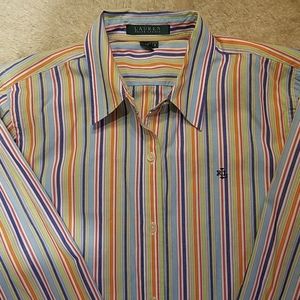 WOMENS STRIPED RALPH LAUREN BLOUSE MEDIUM
